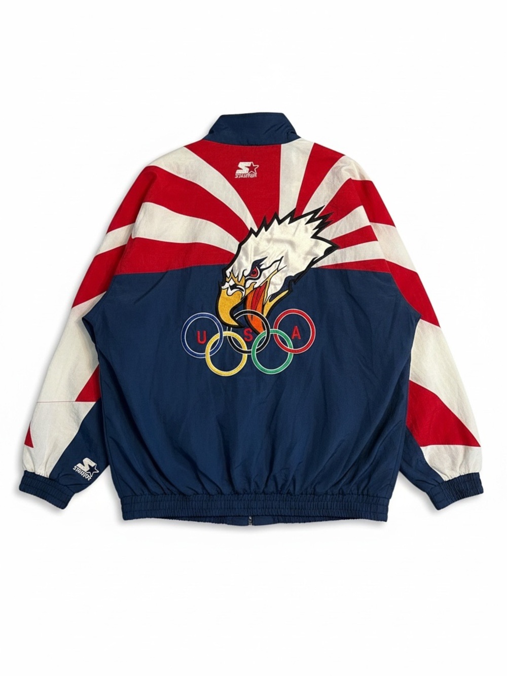 Starter Windbreaker Jacket Mens Large Blue USA Olympic Eagle Vintage 90s - Picture 2 of 9